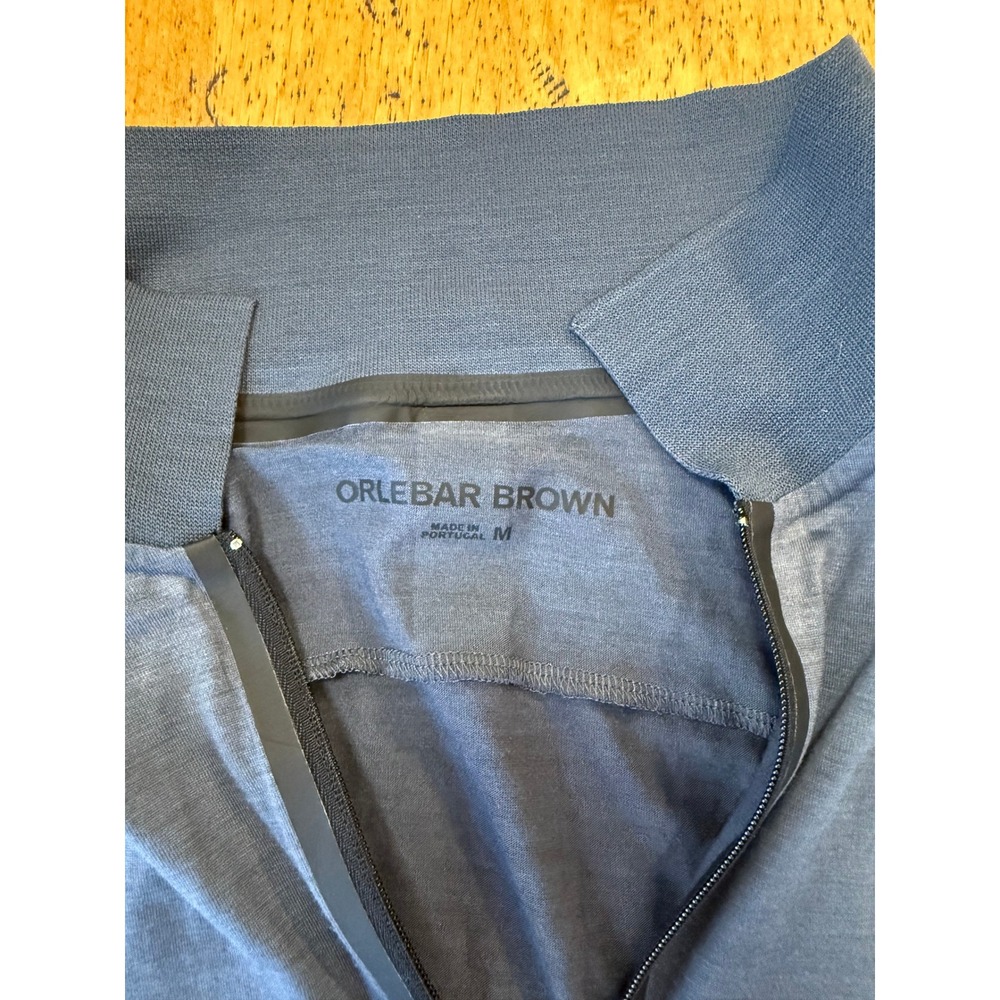 Orlebar Brown Sebastian Size M Blue Merino Wool Blend Quarter Zip Pullover Shirt - Picture 2 of 6